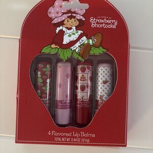 Strawberry Shortcake Lip Balm Set - 4 Piece Flavored Lip Balms - New In Box